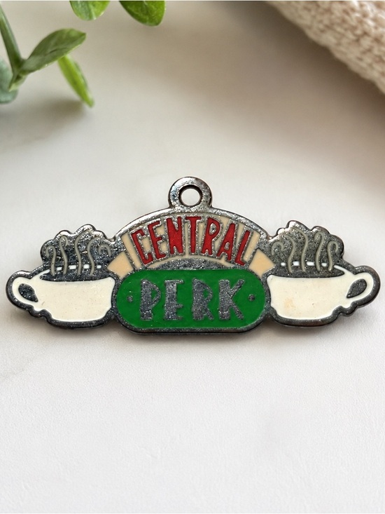 Accessories - Friends TV Show Central Perk Enamel Charm Pendant Vintage Silver Tone Coffee Cup